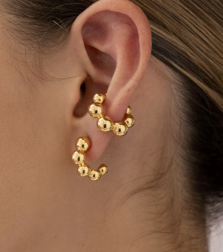 Set De 1 Par de Candongas Y 1 Earcuff bolitas