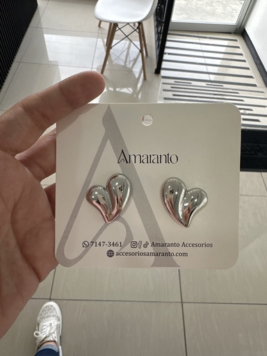 Arete corazon dos gotas silver